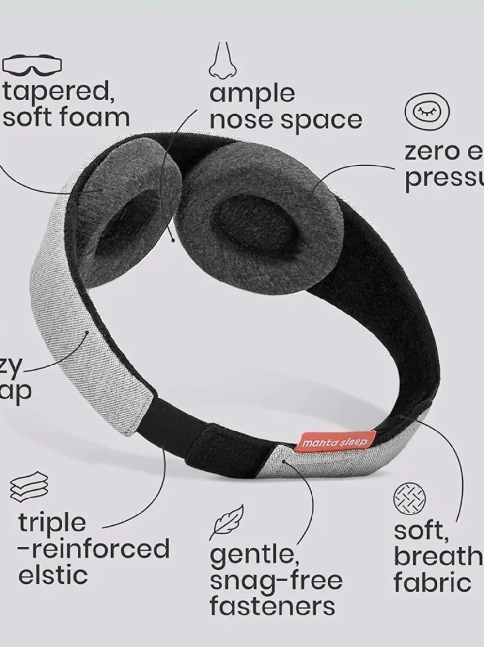 Gray Contoured Sleep Mask with Foam Ear Cushions - Women Accessories Face Mask
